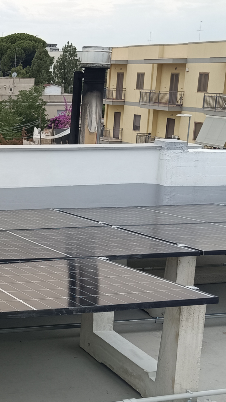 Tetto piano con zavorra a vela